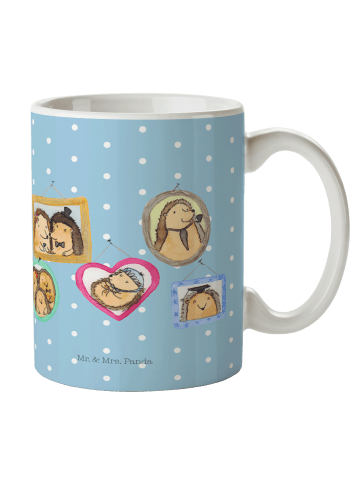 Mr. & Mrs. Panda Tasse Igel Familie ohne Spruch in Blau Pastell