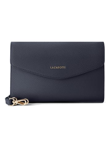 Lazarotti Bologna Leather Clutch Umhängetasche Leder 23 cm in navy