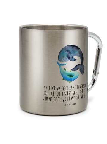 Mr. & Mrs. Panda Becher Aus Edelstahl Walfisch Thunfisch mit Spruch in Silber