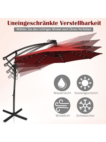 COSTWAY 300cm Sonnenschirm mit LED in Rot