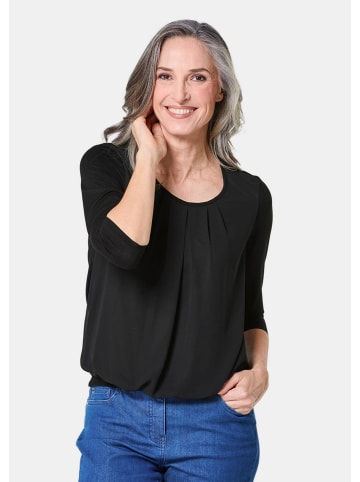 GOLDNER Blusenshirt Chiffon-Shirt mit 3/4-Arm, Rundhals in schwarz