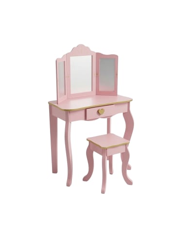 SCENA LIVING Kinderschminktisch REIA mit Spiegel und Stuhl im Set in Rosa