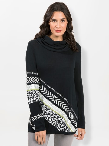 creation L Rollkragenpullover in schwarz-weiß-gemustert