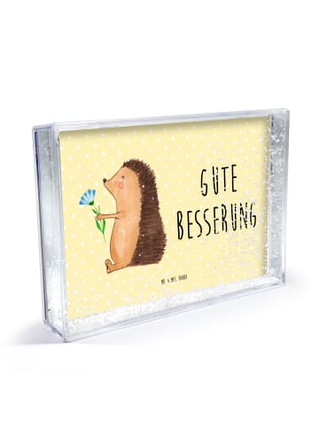 Mr. & Mrs. Panda Bilderrahmen Igel Blumen mit Spruch in Gelb Pastell