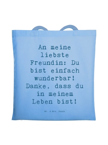 Mr. & Mrs. Panda Tasche Spruch Liebste Freundin mit Spruch in Sky Blue