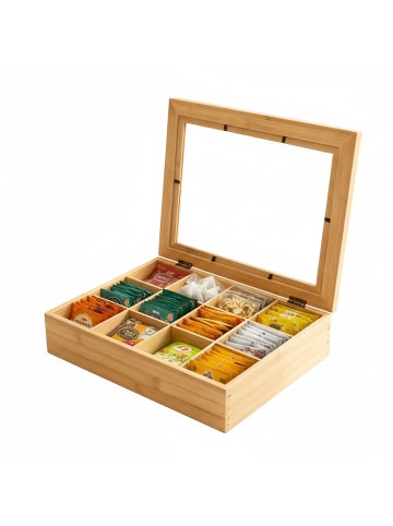 relaxdays Teebox in Natur - (B)28 x (H)9 x (T)23 cm