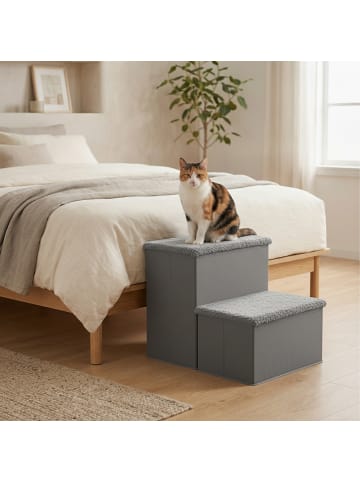 relaxdays Hundetreppe in Grau - (B)40 x (H)32 x (T)35 cm