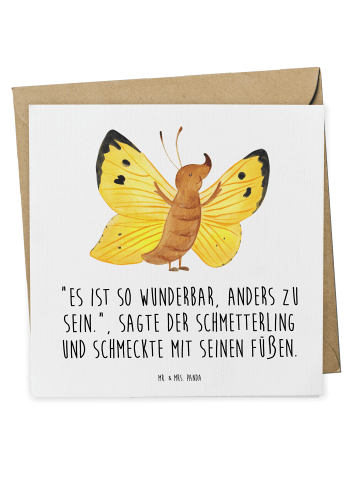 Mr. & Mrs. Panda Einladungskarte Schmetterling Zitronenfalter mi... in Weiß