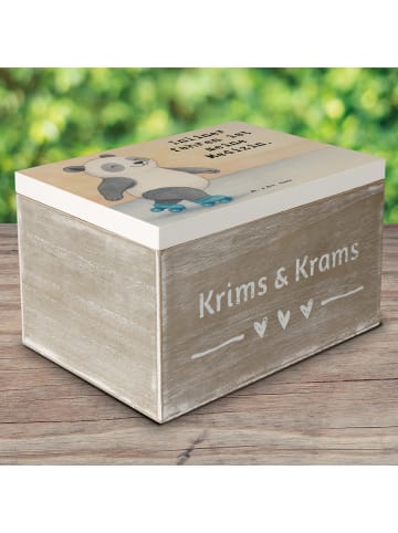 Mr. & Mrs. Panda Holzkiste Panda Inliner fahren Design mit Spruch in Weiß