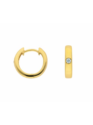 Adeliás Damen 333 Gold Ohrringe / Creolen mit Zirkonia Ø 13,6 mm in gold