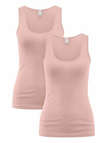Hessnatur Tanktop Rundhals Fitted 2er-Set in cremerosa