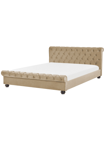 Beliani Doppelbett AVALLON in Beige/Braun - (W) 192 x (H) 94 x (L) 233 cm