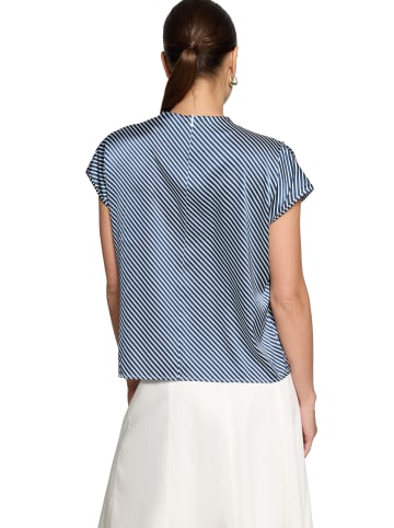 Zero  Satin-Bluse mit Kragen in Dark Blue/White