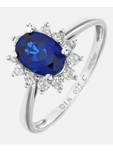 Diamant L'éternel Cluster-Ring aus 375 Weißgold mit Diamant mit Saphir