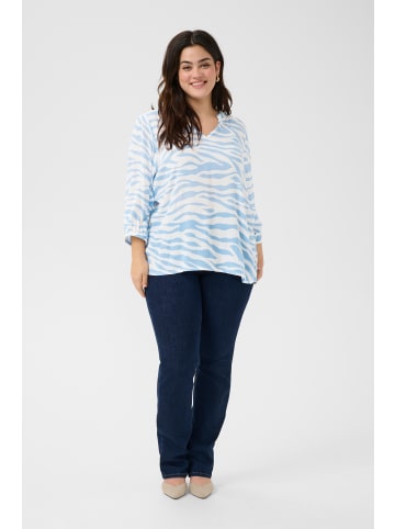KAFFE curve Langarm-Bluse KCedina in Soft Chambray / Chalk Graphic