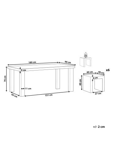 Beliani 7-tlg Gartentisch Set TARANTO in Grau