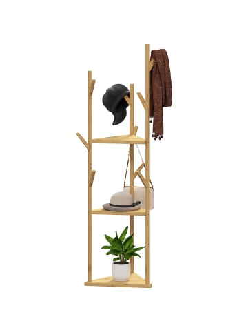 HOMCOM Garderobenständer-45L x 45B x 170H cm-Naturholz