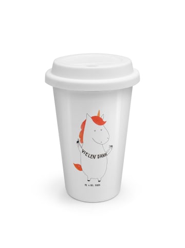 Mr. & Mrs. Panda Kaffeebecher To Go Einhorn Dankeschön ohne Spruch in Weiß