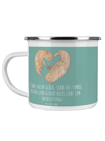 Mr. & Mrs. Panda Kaffeetasse 11. Hochzeitstag Stahlhochzeit mit ... in Meeresbrise