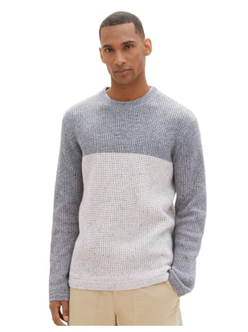 Tom Tailor Pullover in grau melange neps colorblock