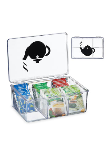 relaxdays Teebox in Transparent - (B)21,5 x (H)9 x (T)15 cm