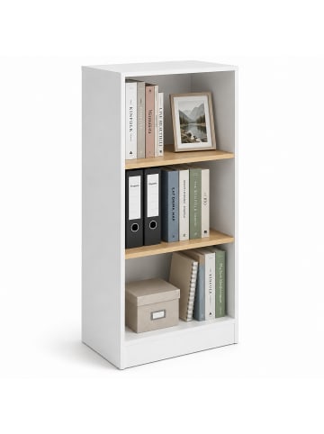 VCM Bücherregal Dilos 114 x 52 cm für Aktenordner in Weiß / Honig-Eiche
