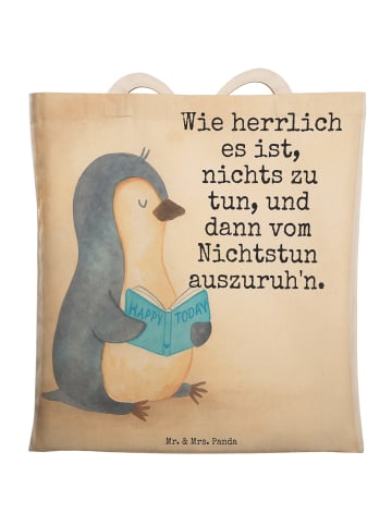 Mr. & Mrs. Panda Tasche Pinguin Buch Design mit Spruch in Weiß