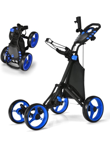 COSTWAY Golf Trolley 4 Rad klappbar in Blau