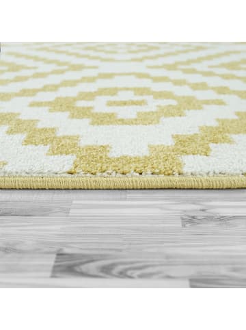 KADIMA DESIGN Teppich Kurzflor Rautenmuster Wohnzimmer schmutzabweisend in Gelb