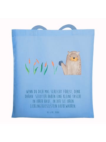 Mr. & Mrs. Panda Jutebeutel Otter Stein mit Spruch in Sky Blue