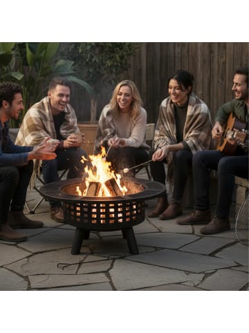 relaxdays Feuerschale in Schwarz - (H)73 x Ø 91,5 cm