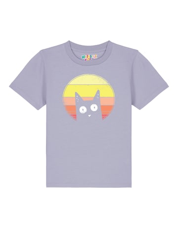 wat? Apparel T-Shirt Sunset Cat in Lavender