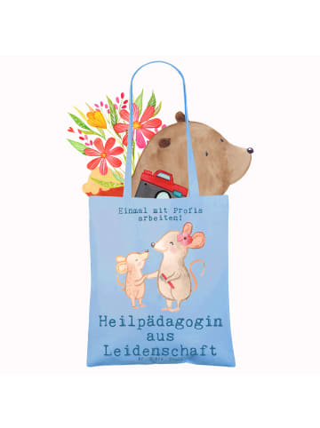 Mr. & Mrs. Panda Tote Bag Heilpädagogin Leidenschaft mit Spruch in Sky Blue