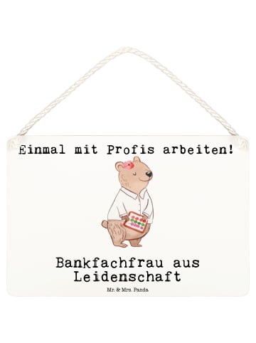 Mr. & Mrs. Panda Türschild Bankfachfrau Leidenschaft mit Spruch in Weiß