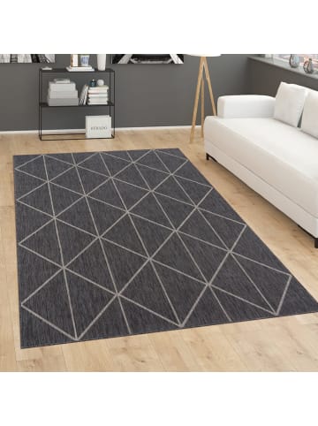 KADIMA DESIGN Teppich Kurzflor Rauten Wohnzimmer in Anthrazit