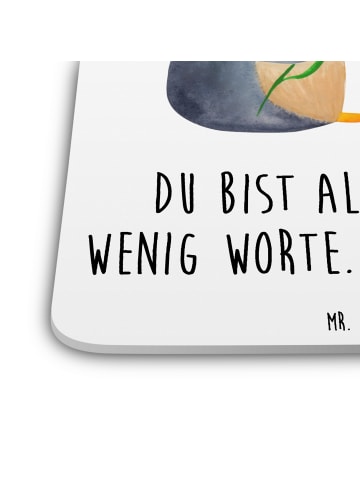Mr. & Mrs. Panda Glasuntersetzer Pinguin Pärchen mit Spruch in Weiß