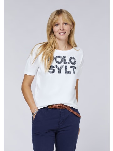 Polo Sylt T-Shirt mit Pigment-Print im Label-Stil in Weiß