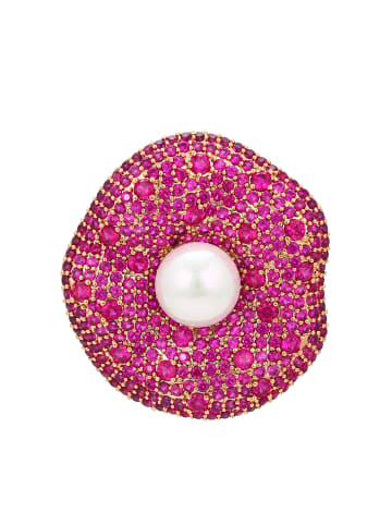 faina Women Pin Back Brooch in Rose Gold White