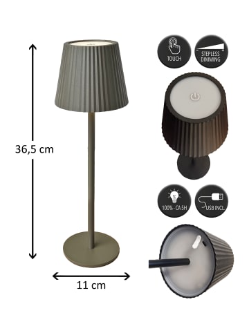 Coen Bakker LED Tischlampe dimmbar IP44 Innen & Außen 36,5x11cm in Taupe