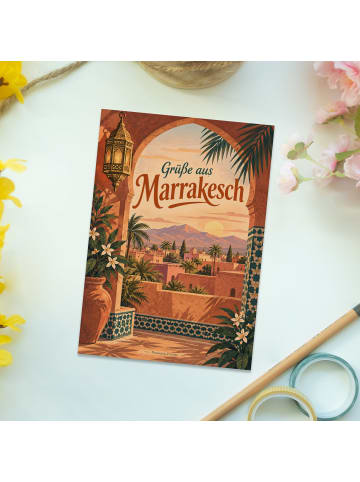 Postkarte Marrakesch orientalisch Design mit Sp... in Weiß