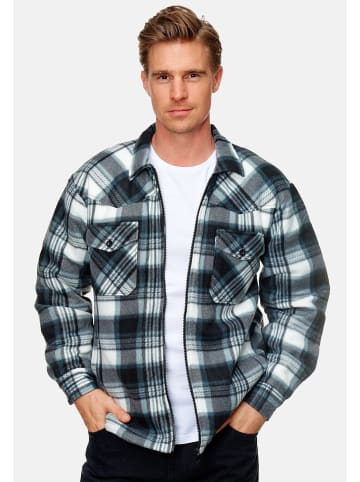Arizona-Shopping Fleece Hemd Holzfäller Jacke Kariert Gefüttert in Grau-Blau