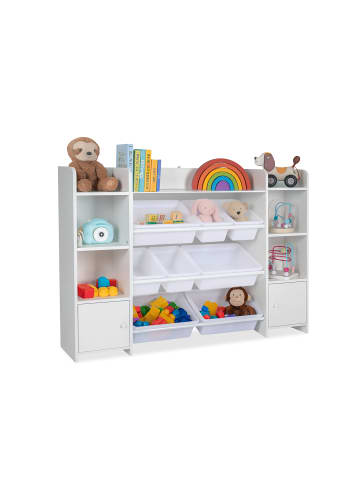 relaxdays Kinderregal in Weiß - (B) 139 x (H) 94 x (T) 30 cm