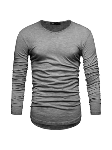 Amaci&Sons Langarmshirt OXNARD in Anthrazit Verwaschen