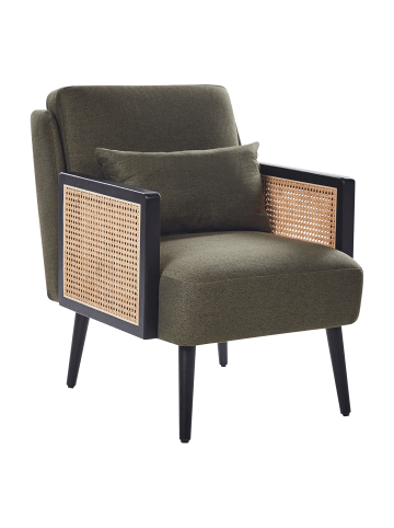 Beliani Sessel ORUM in Grün/Heller Holzfarbton/Schwarz - (W) 65 x (H) 80 x (L) 78 cm
