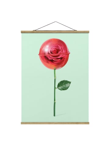 WALLART Stoffbild - Jonas Loose - Rose mit Lollipop in Grün