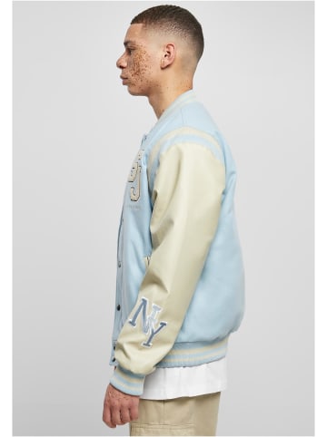 Sean John College Jacket in light blue/light sand