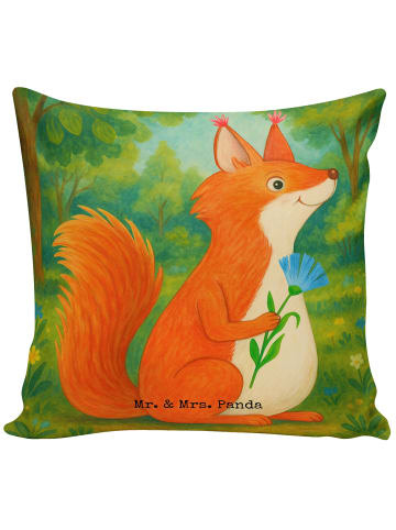 Mr. & Mrs. Panda Kopfkissen Eichhörnchen Blume Design ohne Spruch in Weiß