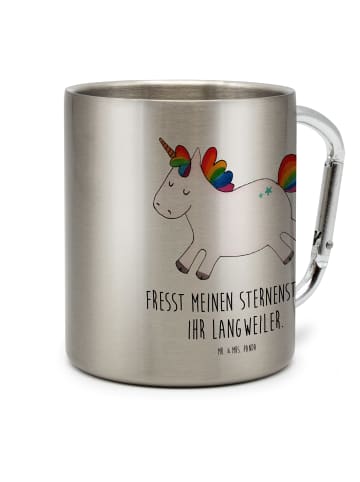 Mr. & Mrs. Panda Tasse Einhorn Happy mit Spruch in Silber