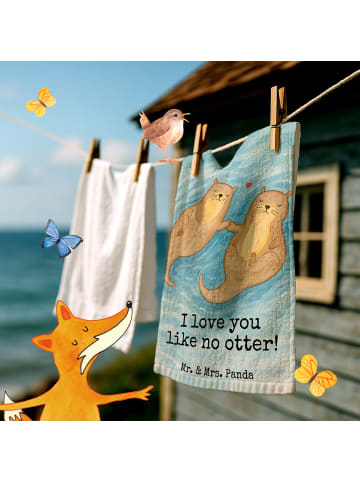 Mr. & Mrs. Panda Gästetuch Otter Hände halten Design mit Spruch in Weiß