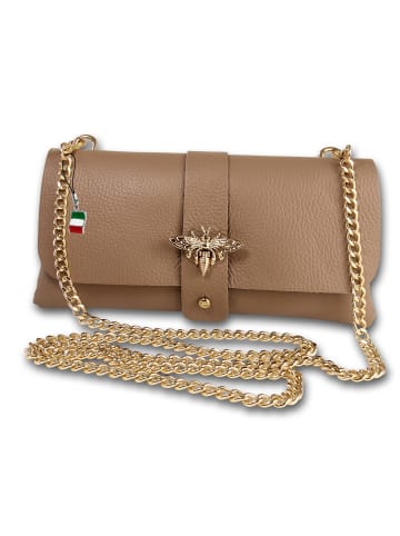 Florence Leder Schultertasche, Clutch Florence Tasche taupe, beige ca. 23cm